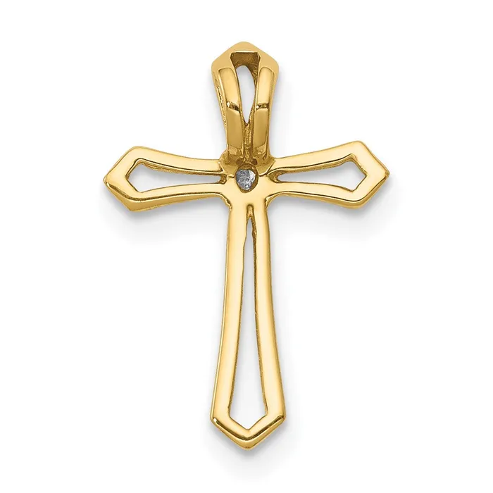Goldia Necklaces Solid 14k Yellow Gold AA Simulated CZ Cross Pendant