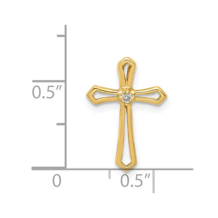 Goldia Necklaces Solid 14k Yellow Gold AA Simulated CZ Cross Pendant
