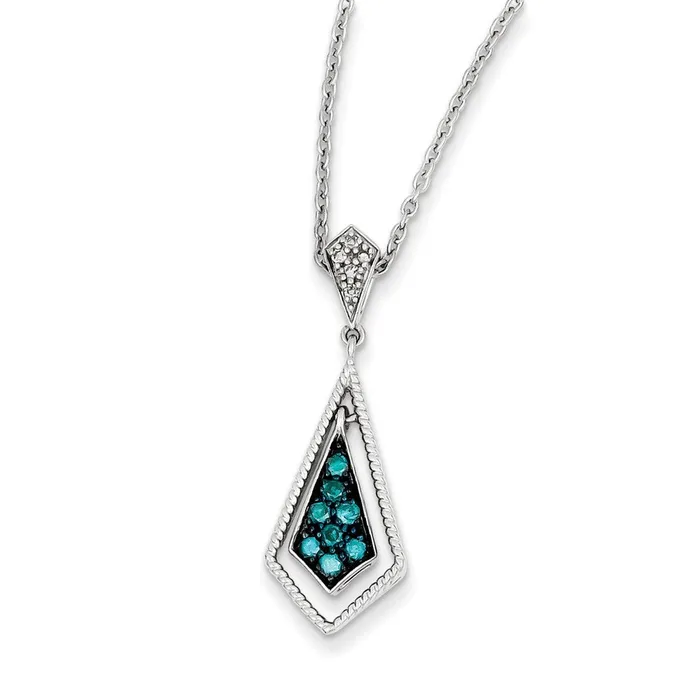 Goldia Necklaces Sterling Silver Blue Diamond Geometric Pendant