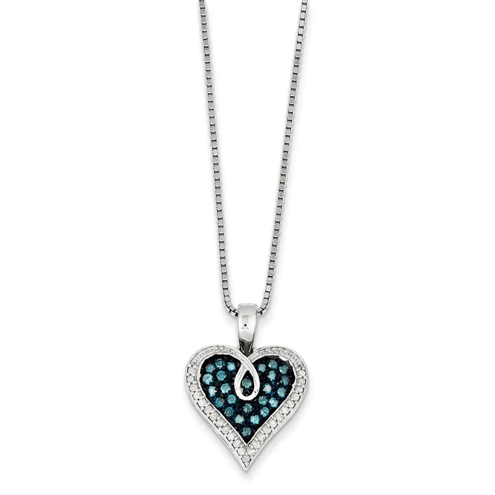 Goldia Necklaces Sterling Silver Blue u0026 White Diamond Pendant Necklace