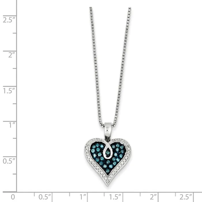 Goldia Necklaces Sterling Silver Blue u0026 White Diamond Pendant Necklace