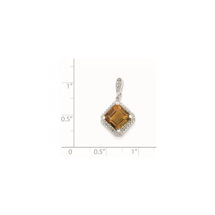 Goldia Necklaces Sterling Silver Diamond u0026 Whiskey Quartz Pendant