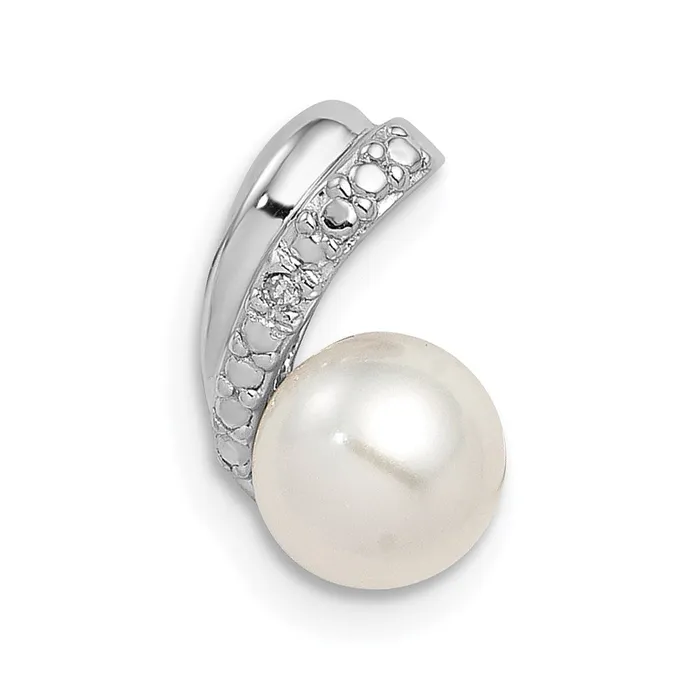 Goldia Necklaces Sterling Silver Rhod Plated Diamond and FWC Pearl Chain Slide