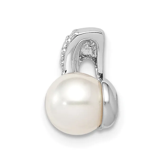 Goldia Necklaces Sterling Silver Rhod Plated Diamond and FWC Pearl Chain Slide