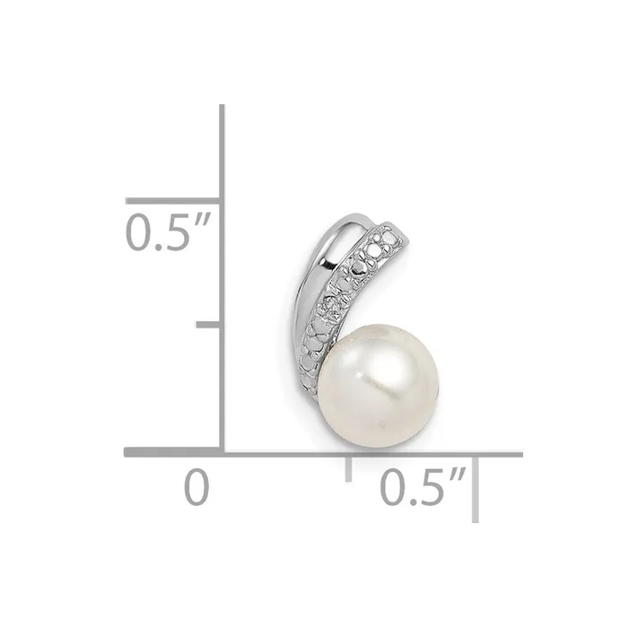 Goldia Necklaces Sterling Silver Rhod Plated Diamond and FWC Pearl Chain Slide