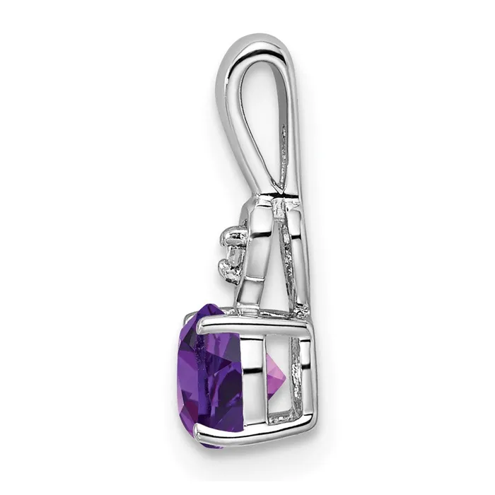 Goldia Necklaces Sterling Silver Rhodium Plated Diamond u0026 Amethyst Round Pendant