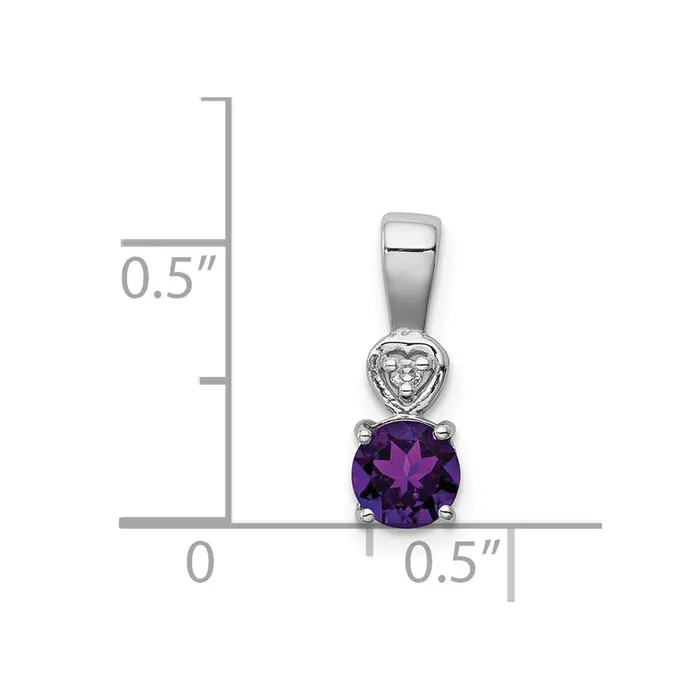 Goldia Necklaces Sterling Silver Rhodium Plated Diamond u0026 Amethyst Round Pendant