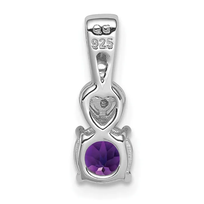Goldia Necklaces Sterling Silver Rhodium Plated Diamond u0026 Amethyst Round Pendant