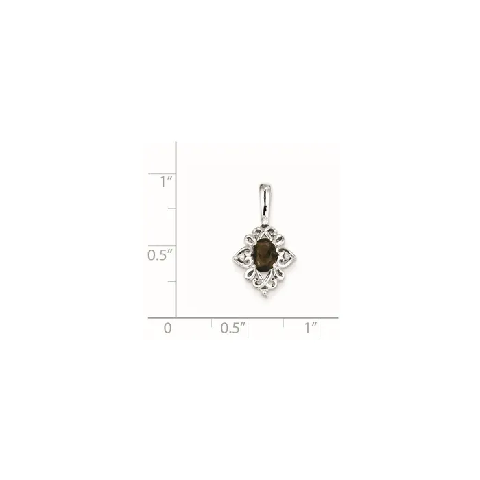 Goldia Necklaces Sterling Silver Rhodiumplated Smoky Quartz Diamond Pendant