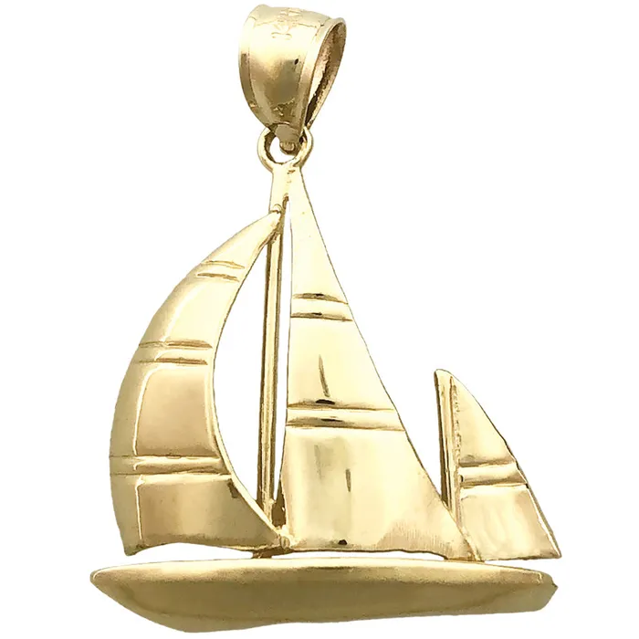 Goldia PreStyled Sets 14K Gold 24MM Ketch Sailboat Pendant