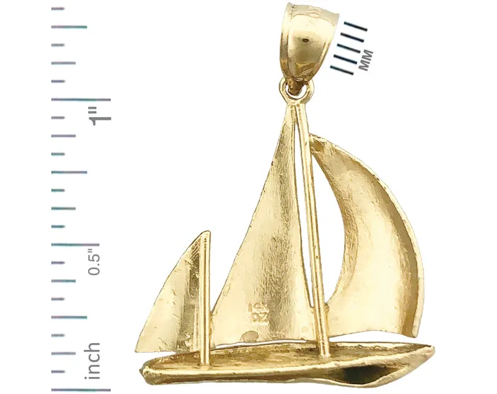 Goldia PreStyled Sets 14K Gold 24MM Ketch Sailboat Pendant