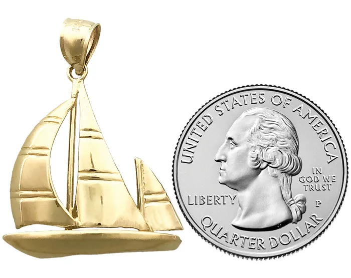 Goldia PreStyled Sets 14K Gold 24MM Ketch Sailboat Pendant