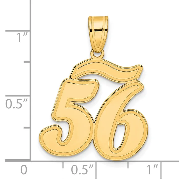 Goldia PreStyled Sets 14k Yellow Gold Brushed Border Script Number 56 Pendant