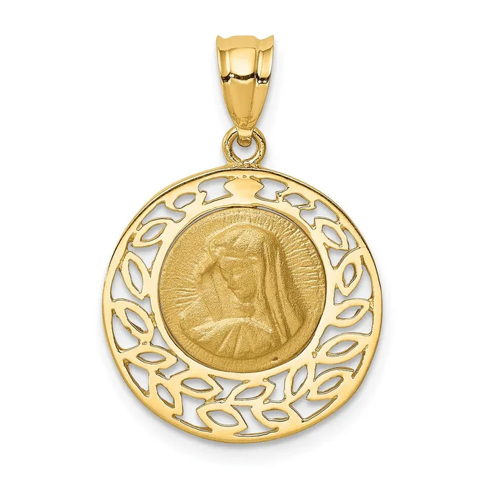 Goldia PreStyled Sets 14k Yellow Gold Brushed Polished Virgin Mary Pendant