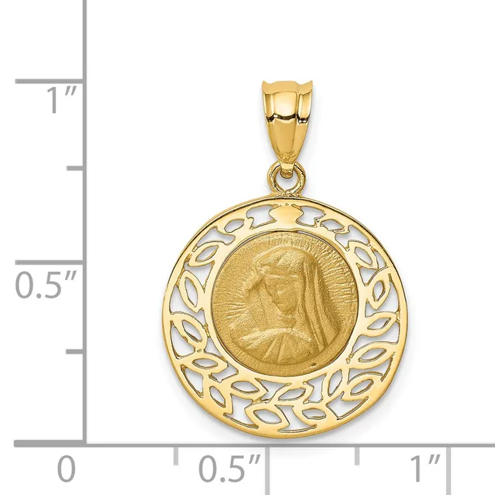 Goldia PreStyled Sets 14k Yellow Gold Brushed Polished Virgin Mary Pendant