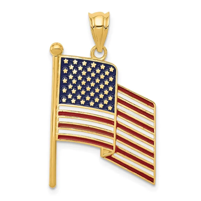 Goldia PreStyled Sets 14k Yellow Gold Enameled Flag Pendant