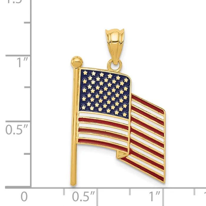Goldia PreStyled Sets 14k Yellow Gold Enameled Flag Pendant