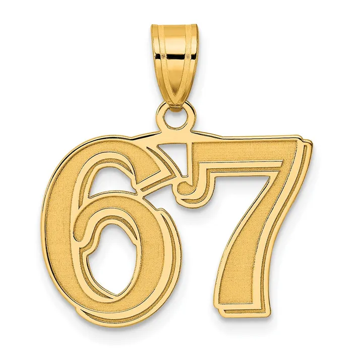 Goldia PreStyled Sets 14k Yellow Gold Polished Etched Number 67 Pendant