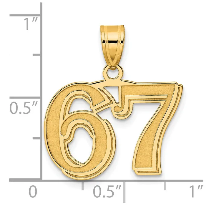Goldia PreStyled Sets 14k Yellow Gold Polished Etched Number 67 Pendant