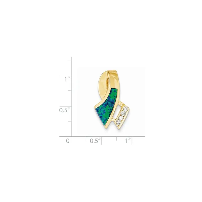 Goldia PreStyled Sets 14k Yellow Gold Simulated Opal u0026 Diamond Omega Slide Pendant
