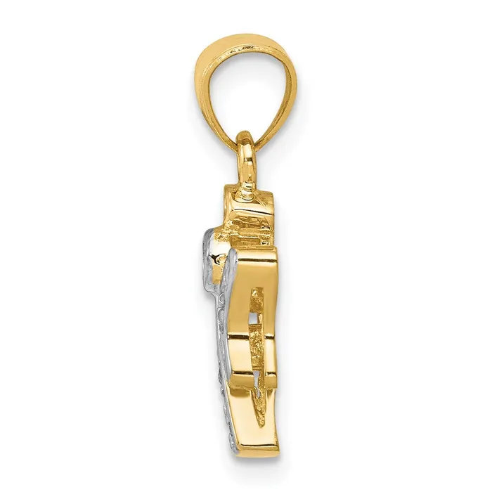 Goldia PreStyled Sets 14k Yellow Rhodium Gold CZ wRhodium Angel Pendant