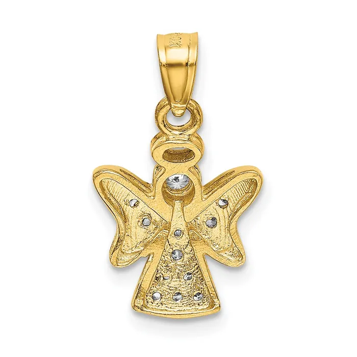 Goldia PreStyled Sets 14k Yellow Rhodium Gold CZ wRhodium Angel Pendant