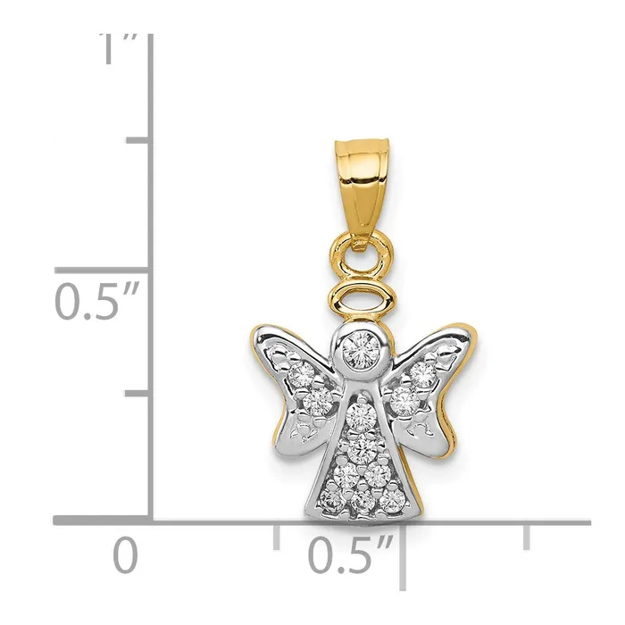 Goldia PreStyled Sets 14k Yellow Rhodium Gold CZ wRhodium Angel Pendant