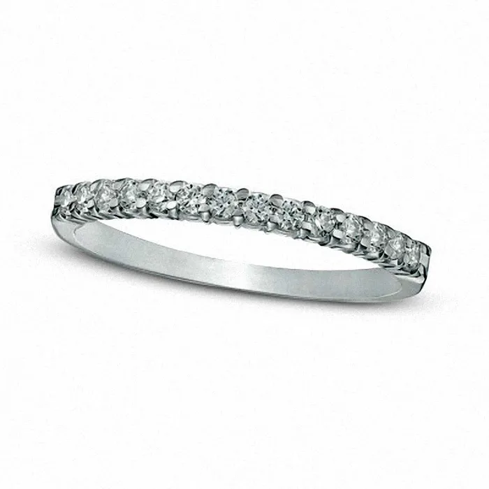Goldia Previously Owned 025 CT TW Natural Diamond Band in Solid 14K White Gold Rings