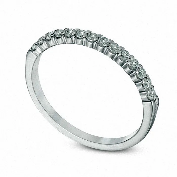 Goldia Previously Owned 025 CT TW Natural Diamond Band in Solid 14K White Gold Rings