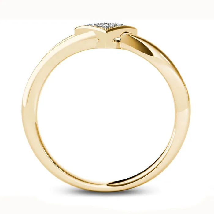 Goldia Rings 005 CT TW Natural Diamond Heart Promise Ring in Solid 10K Yellow Gold