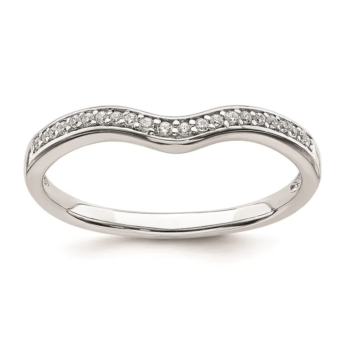 Goldia Rings 009ct CZ Solid Real 14k White Gold Contoured Wedding Band Ring
