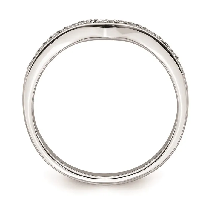 Goldia Rings 009ct CZ Solid Real 14k White Gold Contoured Wedding Band Ring
