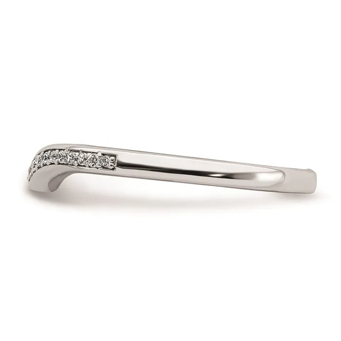Goldia Rings 009ct CZ Solid Real 14k White Gold Contoured Wedding Band Ring