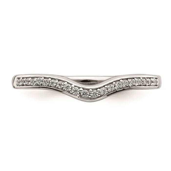 Goldia Rings 009ct CZ Solid Real 14k White Gold Contoured Wedding Band Ring