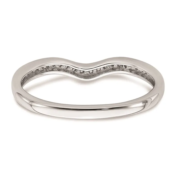Goldia Rings 009ct CZ Solid Real 14k White Gold Contoured Wedding Band Ring