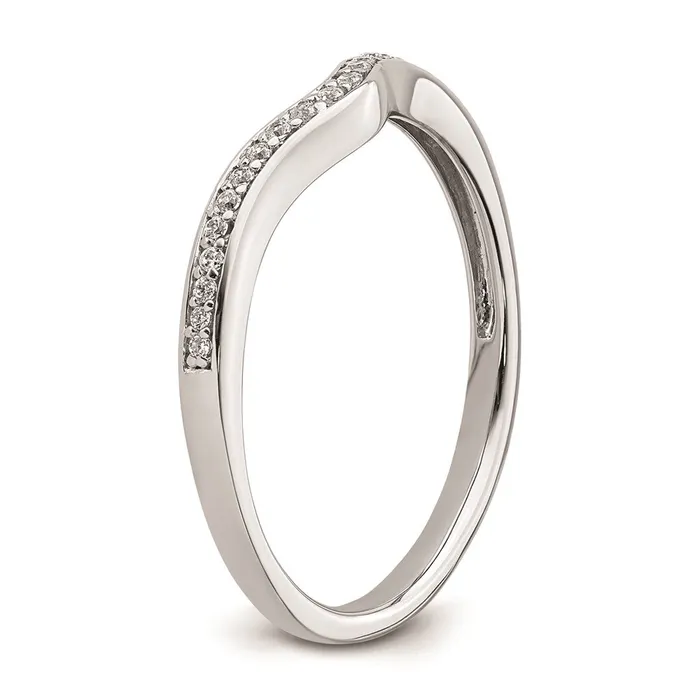 Goldia Rings 009ct CZ Solid Real 14k White Gold Contoured Wedding Band Ring
