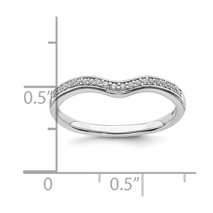 Goldia Rings 009ct CZ Solid Real 14k White Gold Contoured Wedding Band Ring