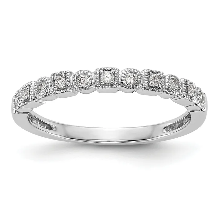 Goldia Rings 009ct CZ Solid Real 14K White Gold Wedding Band Ring