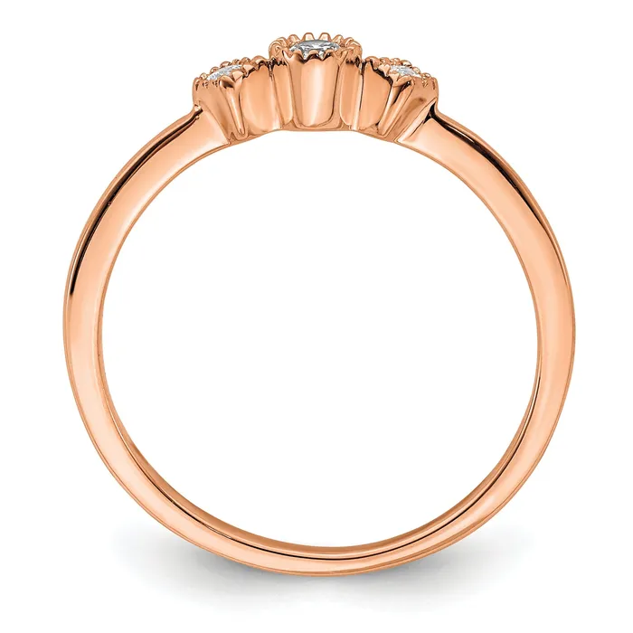Goldia Rings 010ct CZ Solid Real 14k Rose Polish Petite Beaded Edge RoundPrincess Comp Dia Ring