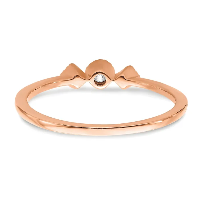 Goldia Rings 010ct CZ Solid Real 14k Rose Polish Petite Beaded Edge RoundPrincess Comp Dia Ring