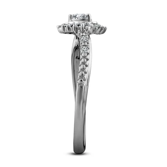 Goldia Rings 020 CT TW PearShaped Natural Diamond Shadow Frame Promise Ring in Solid 10K White Gold