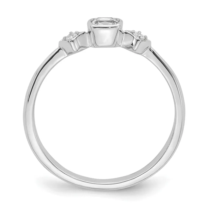 Goldia Rings 024ct CZ Solid Real 14k White Gold Polish Petite Cushion Complete Dia Ring