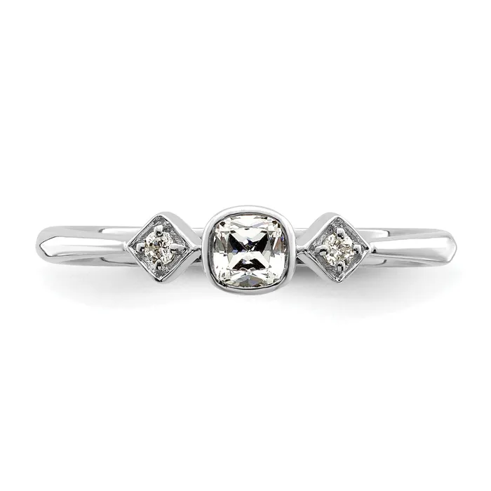 Goldia Rings 024ct CZ Solid Real 14k White Gold Polish Petite Cushion Complete Dia Ring