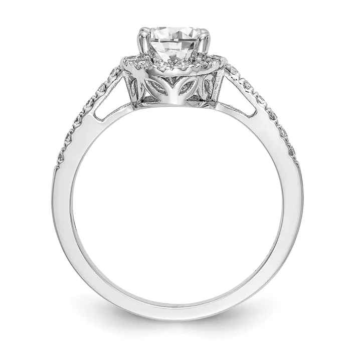 Goldia Rings 025ct CZ Solid Real 14K White Gold Round Halo Engagement Ring