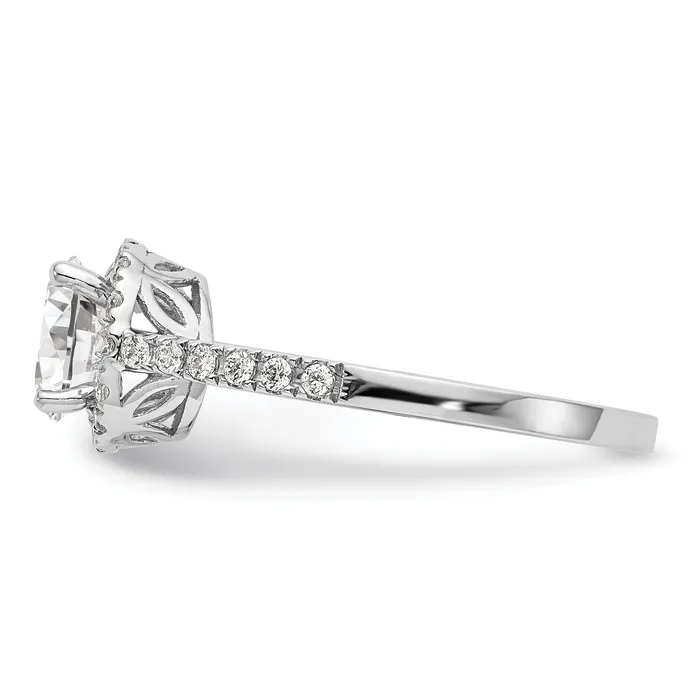 Goldia Rings 025ct CZ Solid Real 14K White Gold Round Halo Engagement Ring