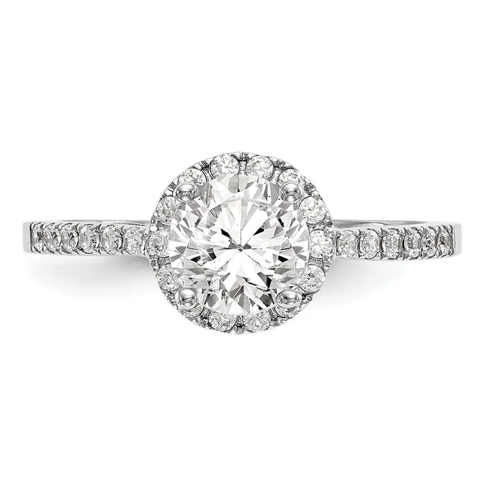 Goldia Rings 025ct CZ Solid Real 14K White Gold Round Halo Engagement Ring