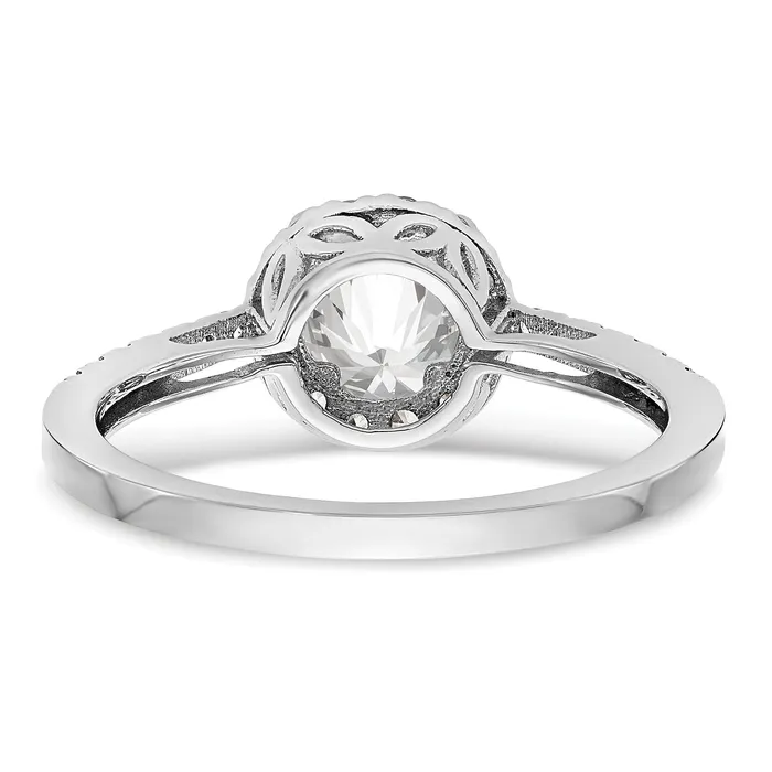 Goldia Rings 025ct CZ Solid Real 14K White Gold Round Halo Engagement Ring