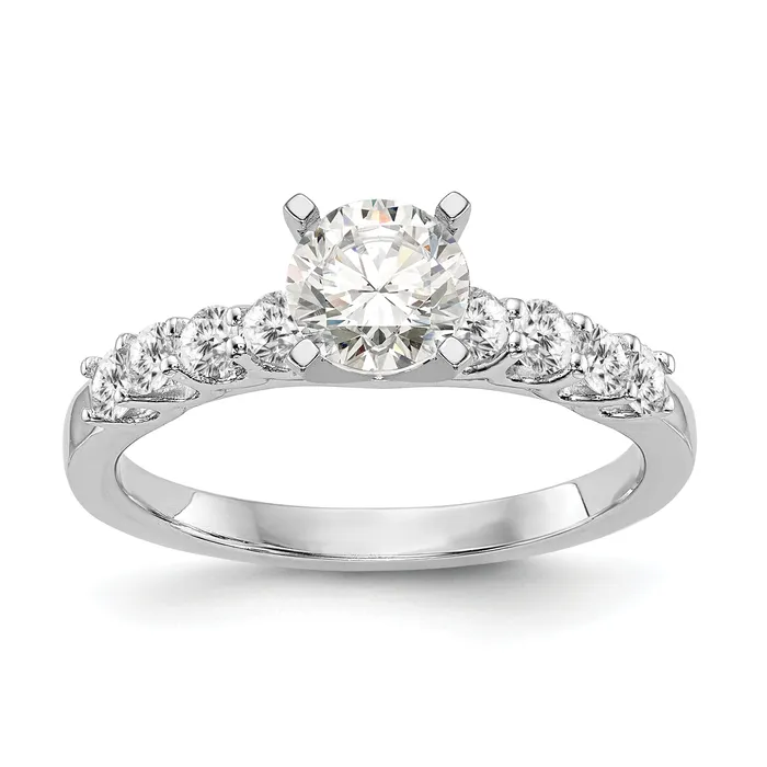 Goldia Rings 031ct CZ Solid Real 14K White Gold Peg Set Engagement Ring
