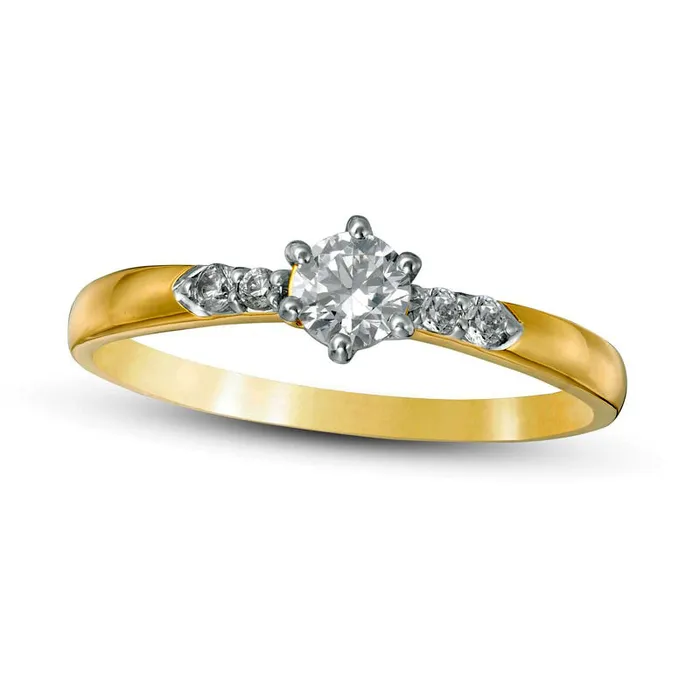 Goldia Rings 033 CT TW Natural Diamond Engagement Ring in Solid 10K Yellow Gold