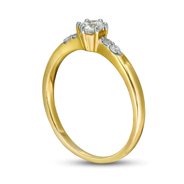 Goldia Rings 033 CT TW Natural Diamond Engagement Ring in Solid 10K Yellow Gold